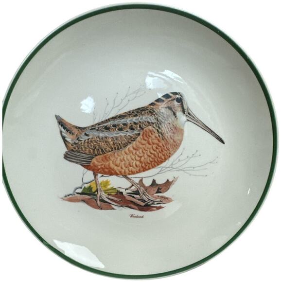 1960s Centura Game Bird Green Trim Salad Plates Set of 8  -8" - Picture 4 of 7